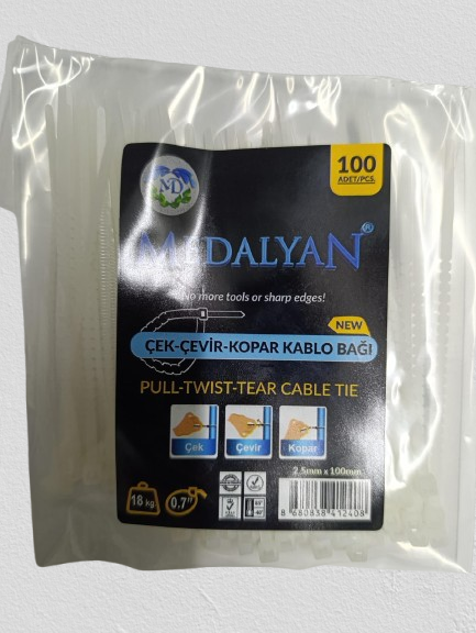 ÇEK-KOPAR 2,5X100mm BEYAZ KABLO BAĞI KL:300